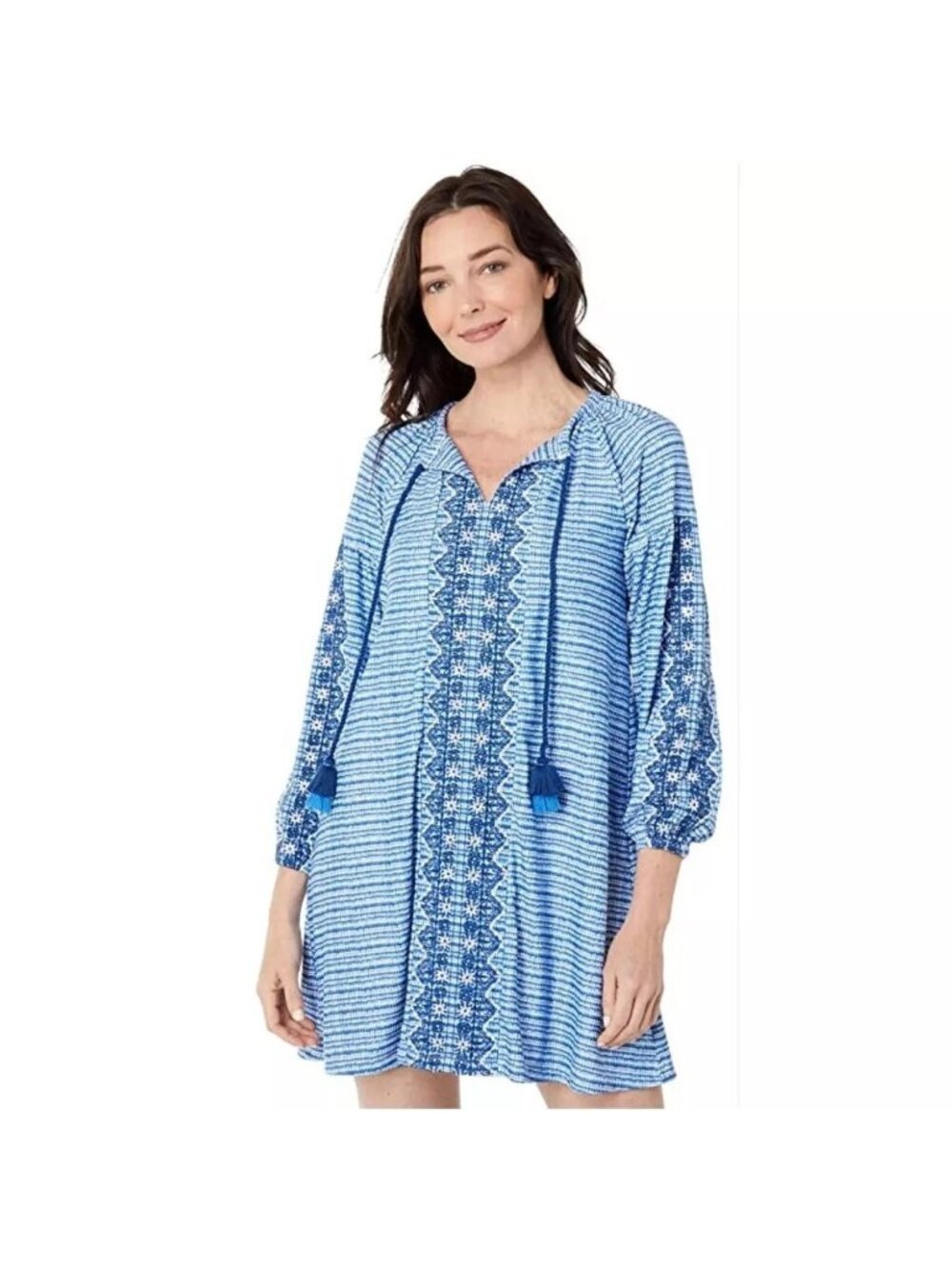 Cabana Life Coverluxe UPF 50+ Tassel Tunic Dress Beach Cover-Up - Small New